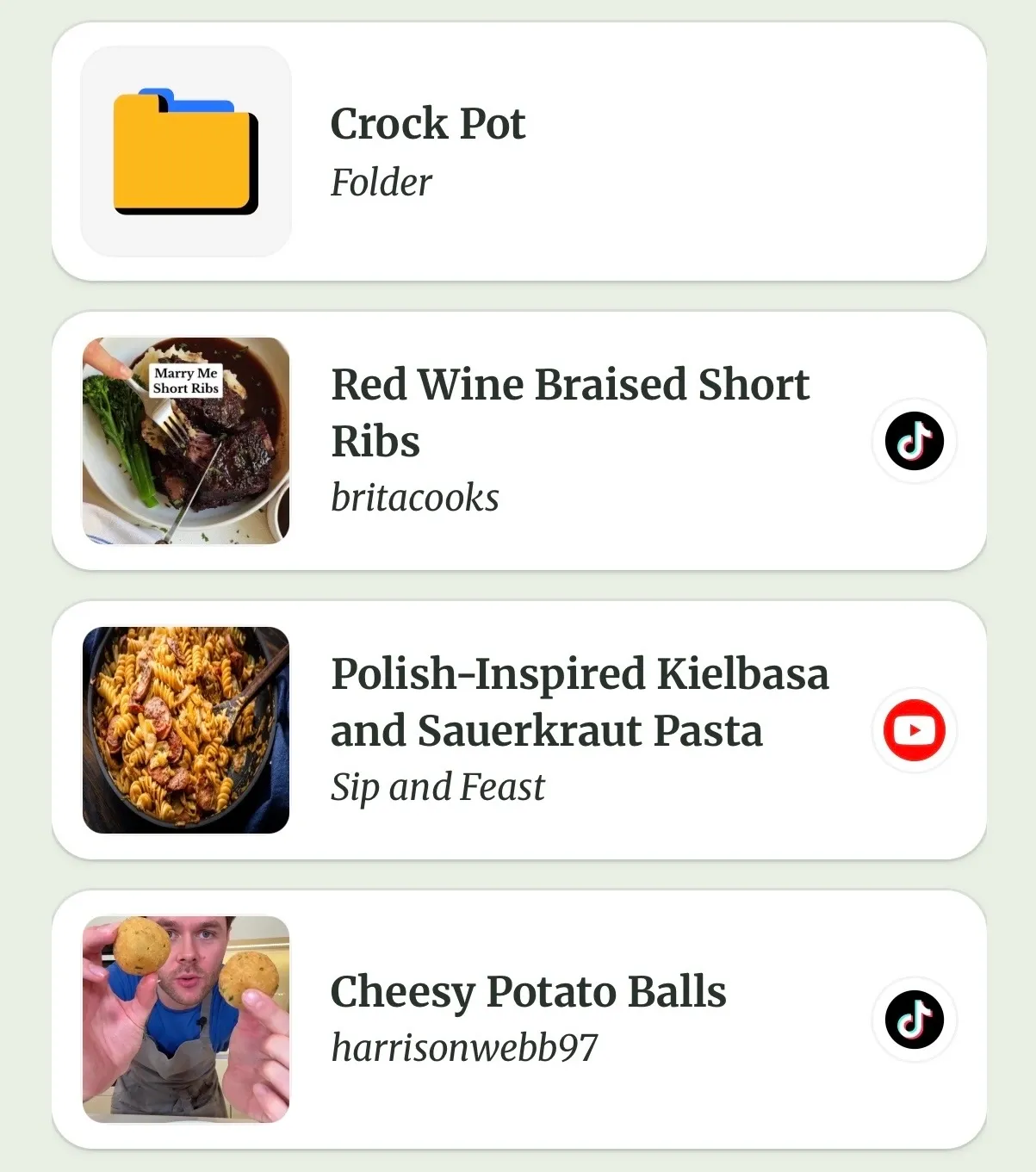 CookBook recipe list